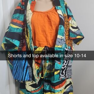 Colorful Women's Shorts - Orange & Multicolor